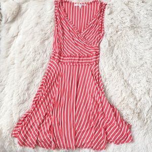 Coral Striped Wrap Dress